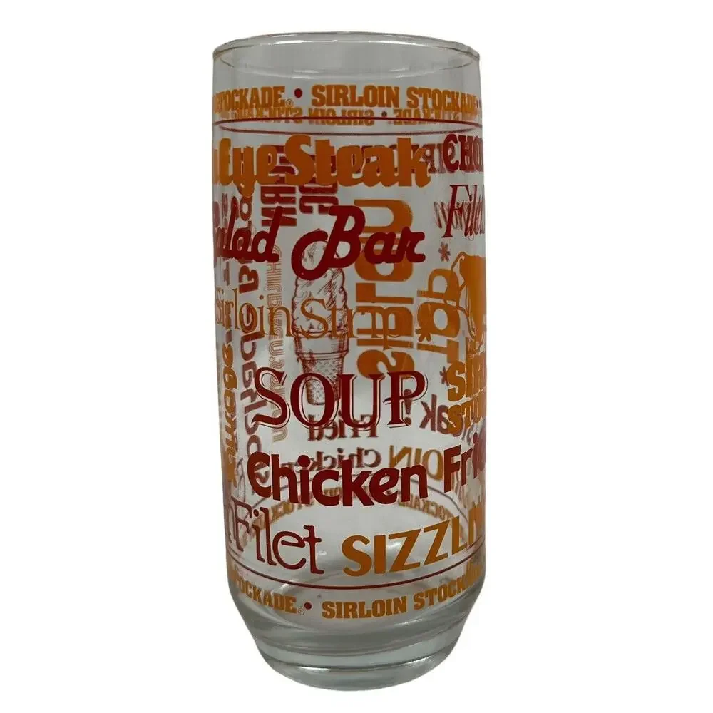 Vintage Sirloin Stockade Restaursant Bar Tall Drinking Glass 16 Oz Grill Meat
